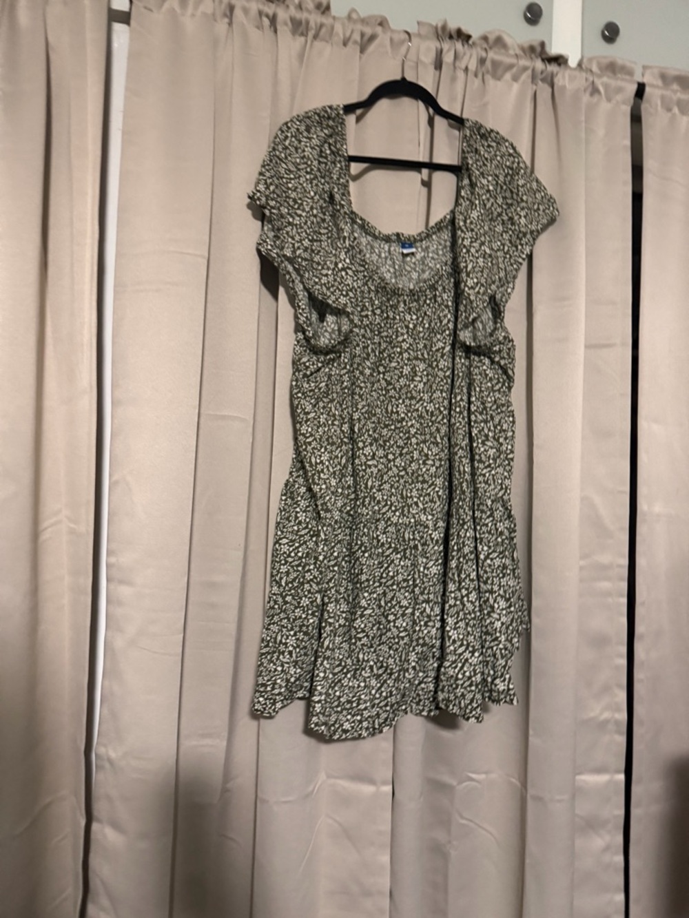 Old Navy Olive Green Floral Mini Dress